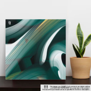 Toile Tablette d'art Abstrait de 8x8 po noir blanc vert