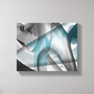 Toile Tablette d'art Abstraite 10x8 po noir blanc bleu