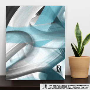 Toile Tablette d'art Abstraite de 11x14 po noir blanc bl