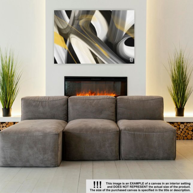 Toile Tablette d'art Abstraite tendance 24x18" Black Whi (Créateur téléchargé)