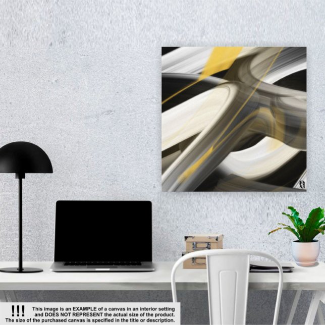 Toile Tablette d'art Abstraite tendance 24x24" Black Whi (Créateur téléchargé)