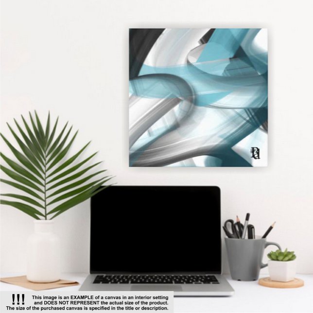 Toile Tablette d'art Abstraite tendance 24x24" Bleu noir (Créateur téléchargé)