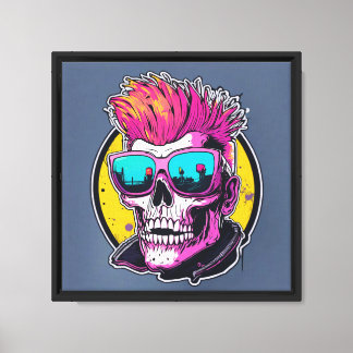 Toile Tablette étirée crâne poinçonnée de néon