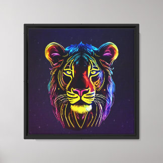 Toile Tablette étirée face Lion néon