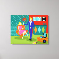 Tablette Retro Martini Couple Étitrée