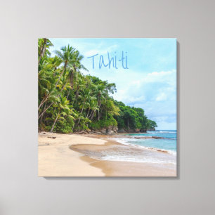 Toile Tahiti Sand Beach Ciel bleu Palmiers