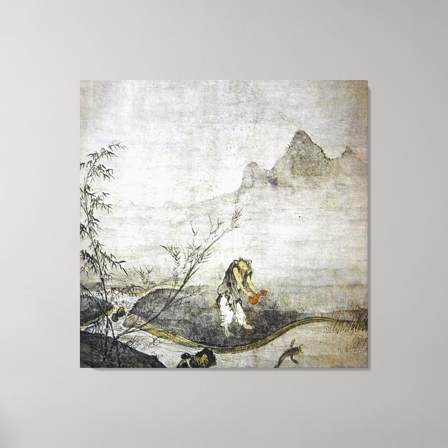 Toile Taikō Josetsu / Attraper un poisson-chat avec une  (Recto)