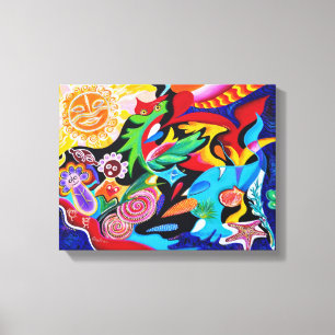 Toile Taino et Vejigantes - art par Galina