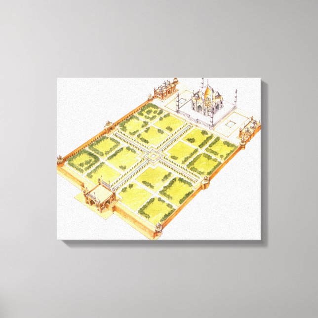 Toile Taj Mahal. Adra India. Tombeau et jardins (Recto)