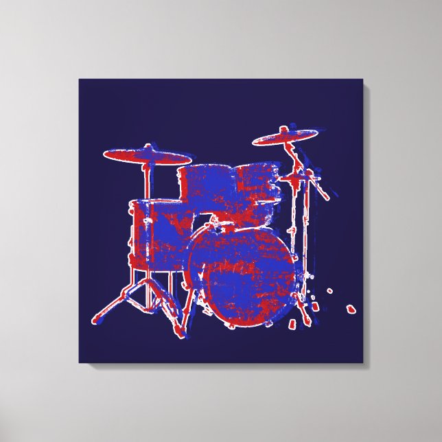 Toile tambours rouges et bleus (Recto)