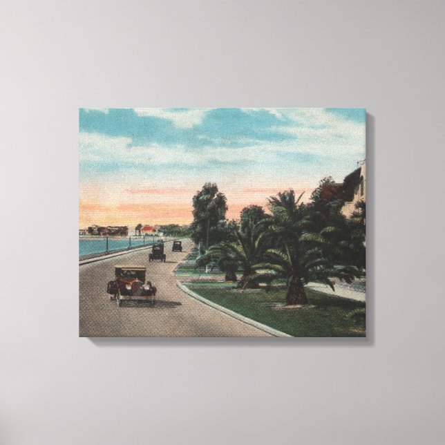 Toile Tampa, Floride - Vue du boulevard Bayshore (Recto)