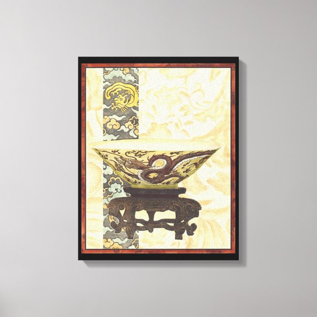 Toile Tapisserie asiatique avec bol et design dragon (Recto)