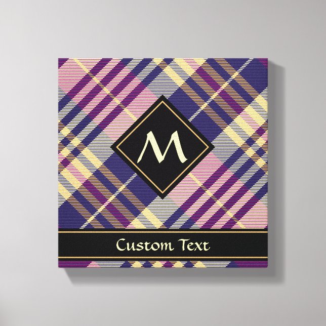 Toile Tartan Violet, Or et Bleu (Recto)