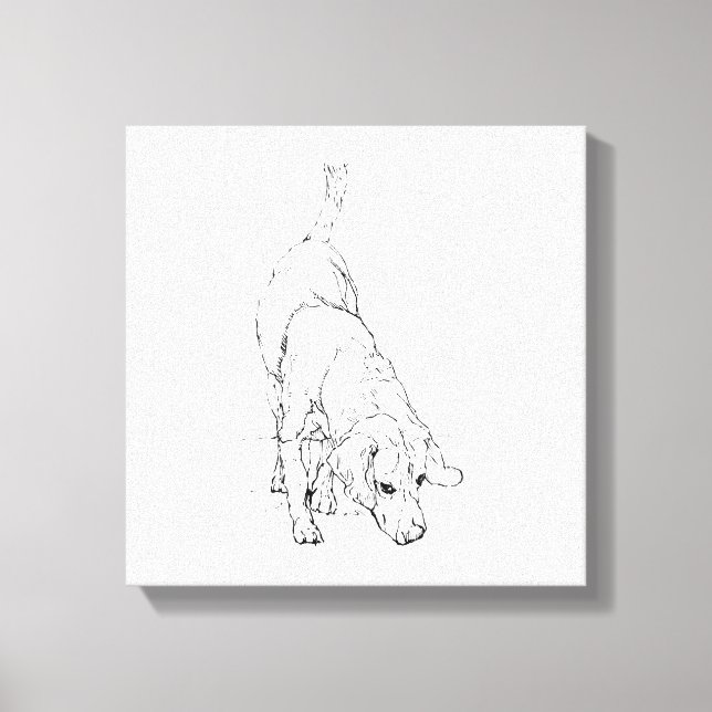Toile Tasse Beagle – Dessin à l'encre fait main Chien  (Recto)