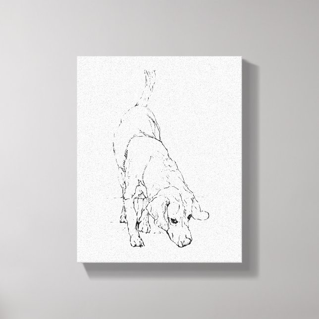 Toile Tasse Beagle – Dessin à l'encre fait main Chien  (Recto)
