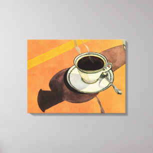 Toile Tasse de café vintage, soucoupe, cuillère, diner r