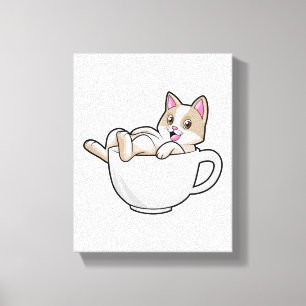 Toile Tasse de thé chat