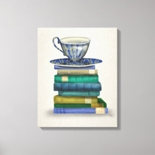 Toile Tasse de thé et livres