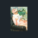 Toile Tasse de thé par Mary Cassatt, Impressionnisme Vin<br><div class="desc">Tasse de thé (1879) de Mary Cassatt est une peinture de portrait de famille d'art fin impressionniste vintage représentant la sœur de l'artiste. Lydia est assise et boit son thé de l'après-midi tout en étant vêtue d'une belle robe rose élégante avec un chapeau assorti et de longs gants blancs. Un...</div>