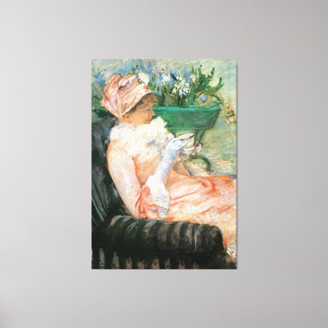 Toile Tasse de thé par Mary Cassatt, Impressionnisme Vin (Recto)