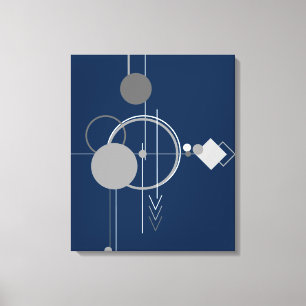 Toile Tattoos Line Art   Marine Abstraite bleu gris fonc