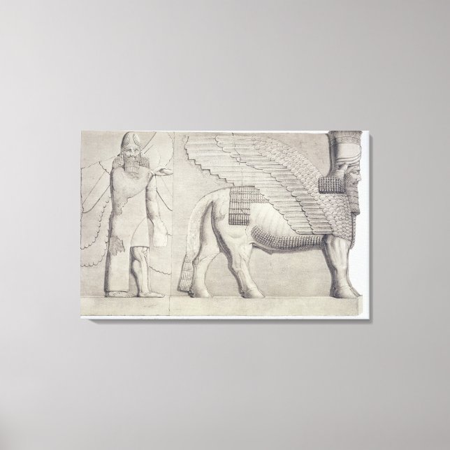 Toile Taureau à tête humaine et figure ailée d'une passe (Recto)