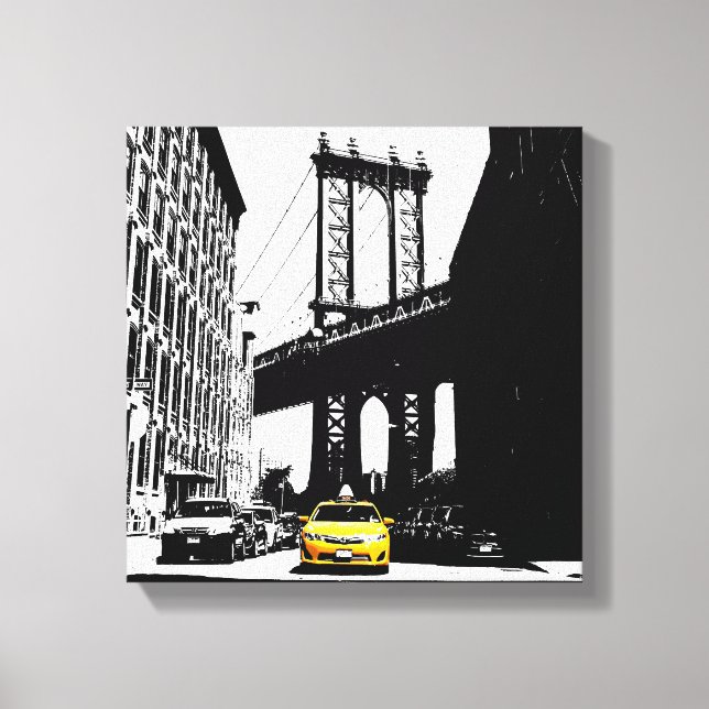 Toile Taxi jaune de New York Brooklyn Bridge Nyc (Recto)
