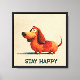 Toile Tay Happy Dog – Citation Positive Mignonne Art