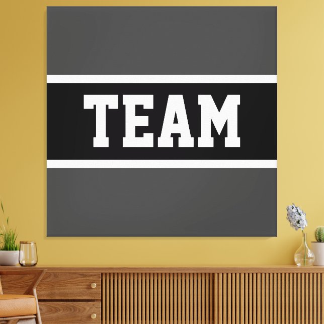 Toile TEAM Bold Athletic Gris foncé Noir Blanc rayures (Insitu(Salon))
