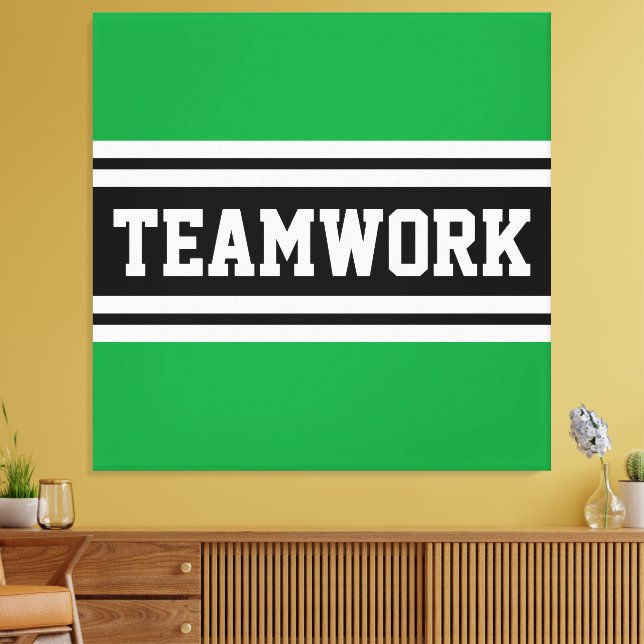 Toile TEAMWORK Athletic Green Black White Racing Stripes (Insitu(Salon))