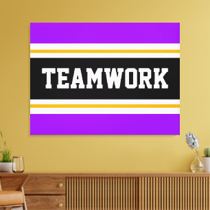 Toile TEAMWORK Bright Purple Black White Racing Stripes