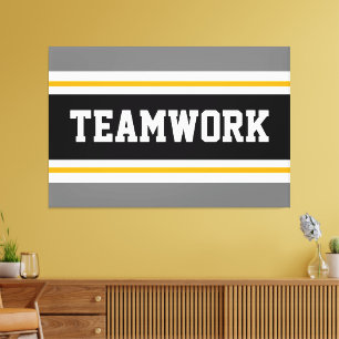 Toile TEAMWORK Sporty Gris Noir Orange Rayures de Course