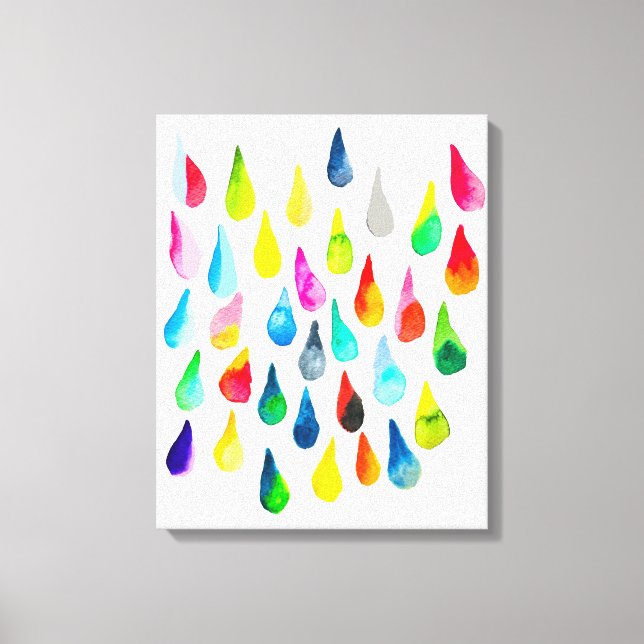 Toile Teardrops watercolor colorful whimsical (Recto)