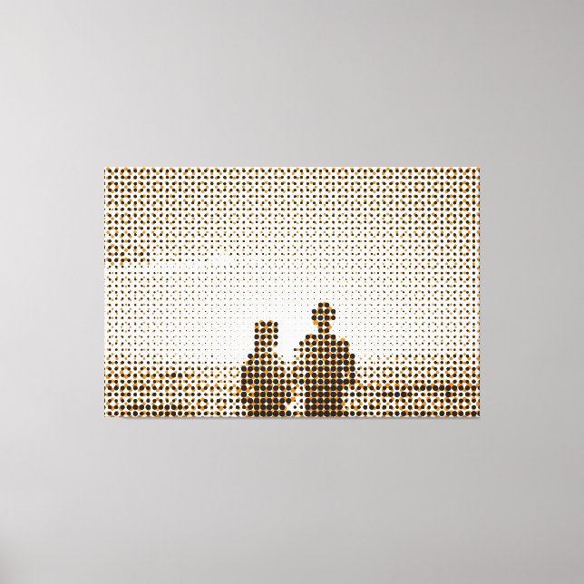 Toile Tech Black&Orange Halftone Effet Couple Beach (Recto)