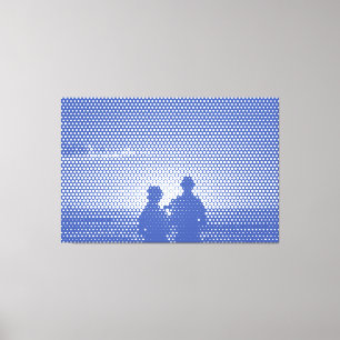 Toile Tech White&Blue Halftone Effet Couple sur la plage