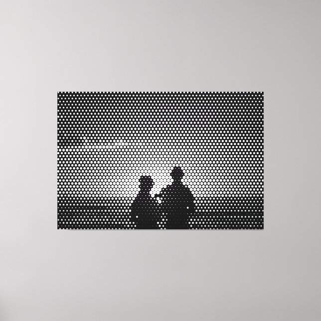 Toile Technologie White&Black Halftone Effet Couple sur  (Recto)