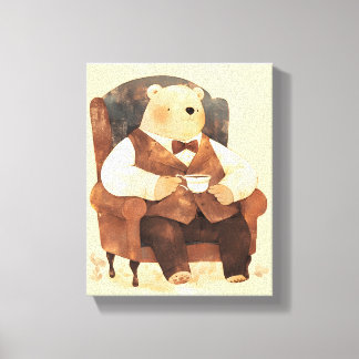 Toile Teddy Bear Scandinavian baby room art