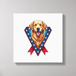 Toile Tee à ruban de la victoire Retriever doré patrioti