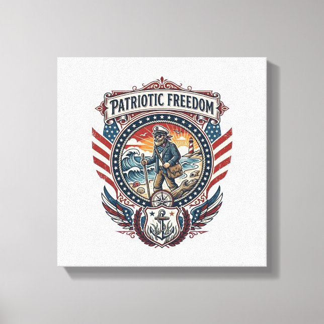 Toile Tee-shirt graphique vectoriel Patriotic Beachcombe (Recto)