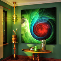 Tempête rouge Floral Art moderne Abstrait Motif co