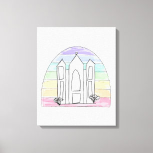 Toile Temple LDS Salt Lake City coucher de soleil arc-en