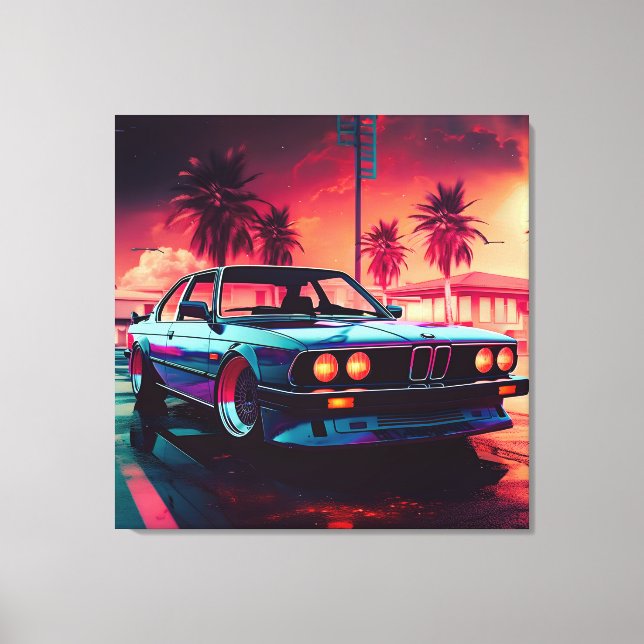 Toile Tendances Synthwave - BMW Classics AI-Génération A (Recto)