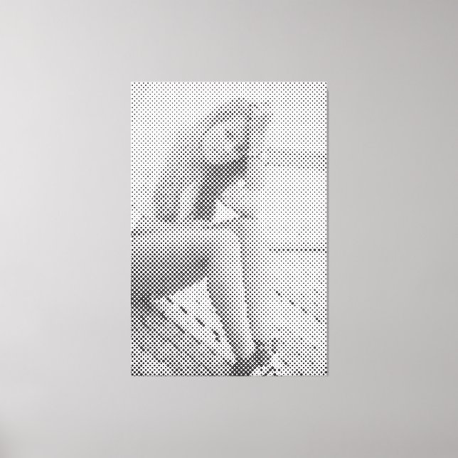 Toile Tender Black Halftone Effet Sitting Girl (Recto)