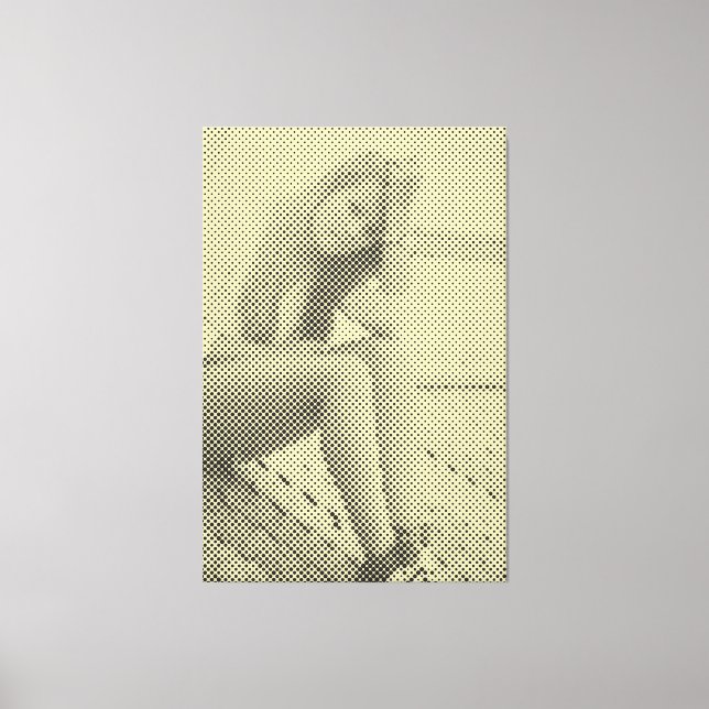 Toile Tender Black&Yellow Halftone Effet assise fille (Recto)
