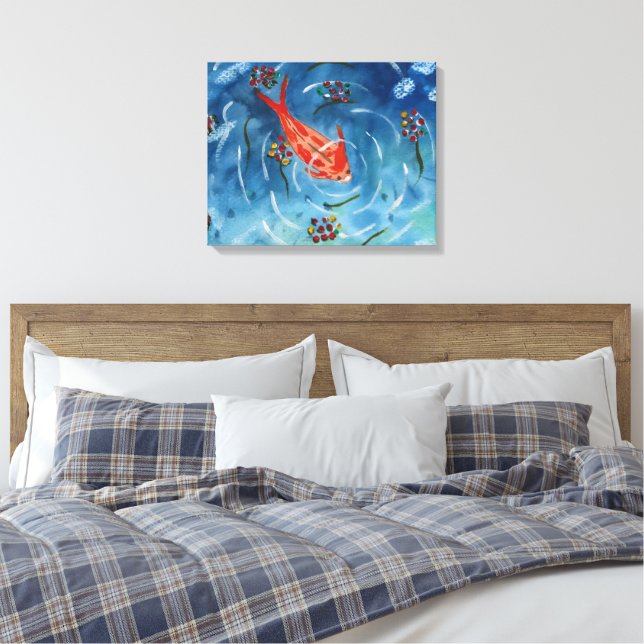 Toile tendue aquarelle de carpe koï paisible (Insitu(Chambre))