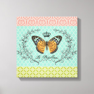 Toile tendue de papillon vintage moderne