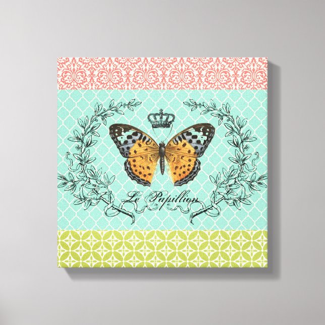 Toile tendue de papillon vintage moderne (Recto)