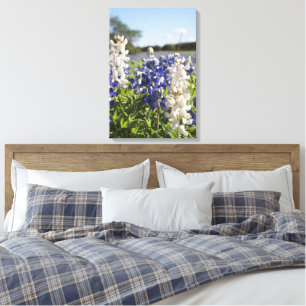 Toile tendue murale de bleuets bleus et blancs