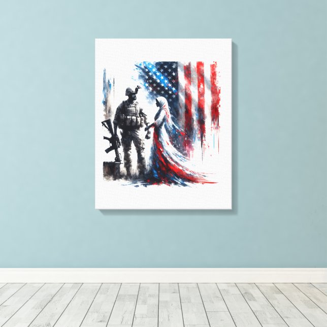 Toile Tenez-vous aux côtés de nos soldats (Insitu (Plancher de Bois))