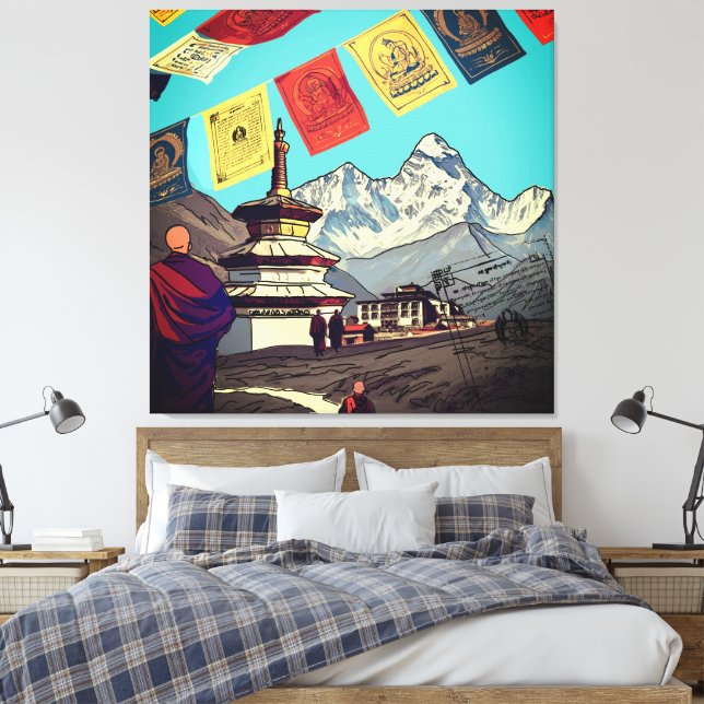 Toile Tengboche Monastery Everest View Artwork (Insitu(Chambre))